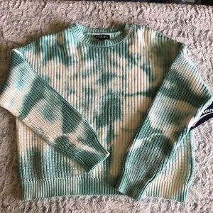 Freshman Teal White Tie Dye Knit Pullover Sweater XS NWT